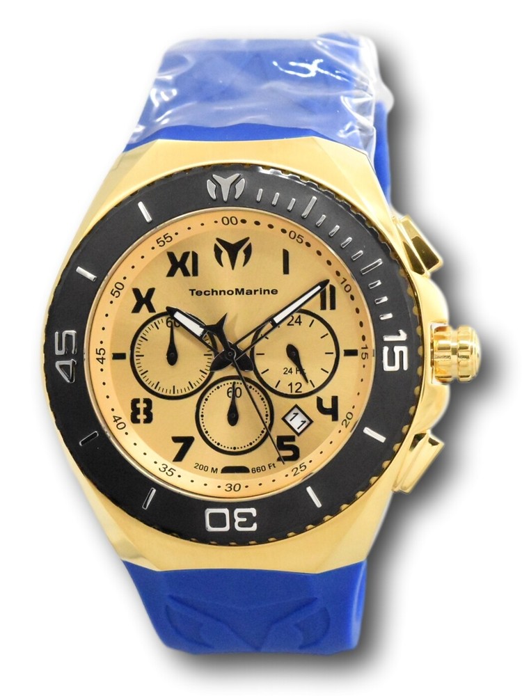 Technomarine Ocean Manta Men's 48mm Gold Silicone Chronograph Watch TM-220018