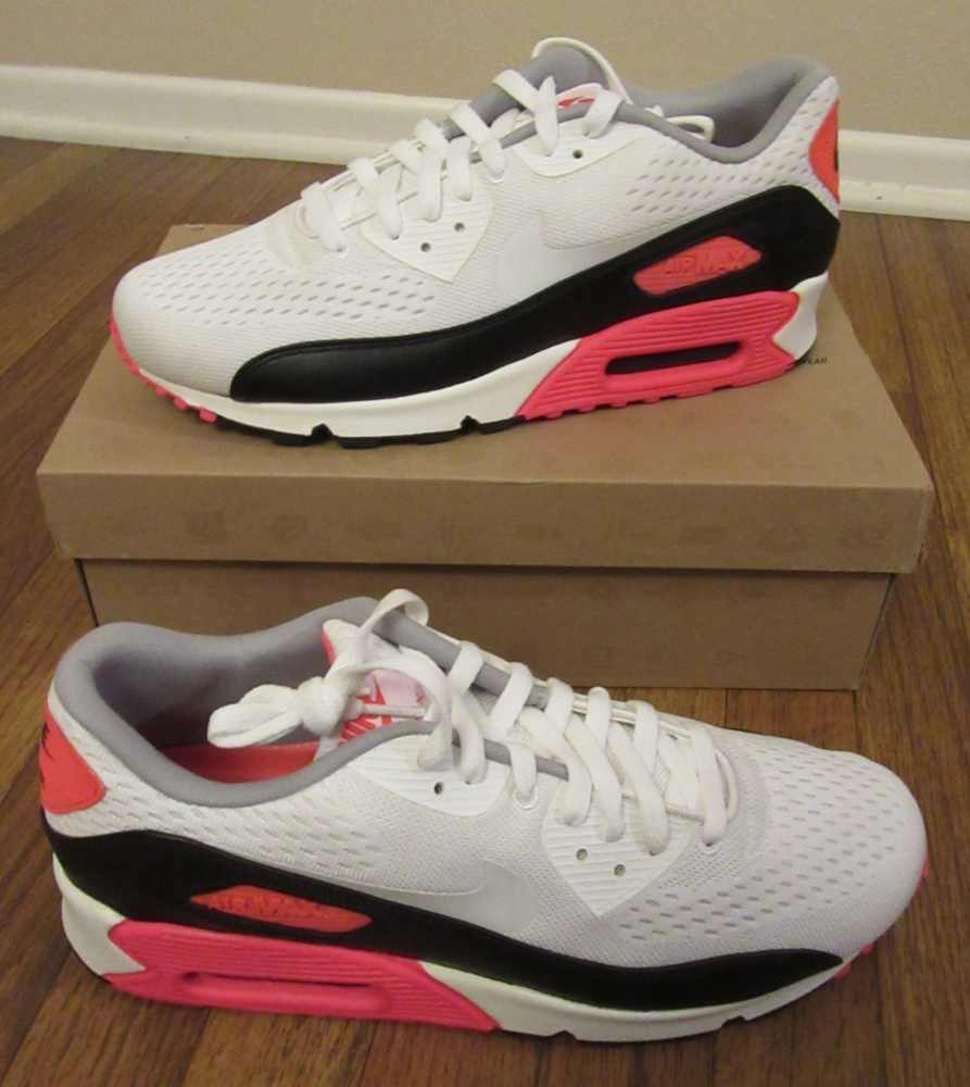 Nike Air Max 90 EM Size 11.5 White Black Infrared 554719 110 Engineered Mesh NIB