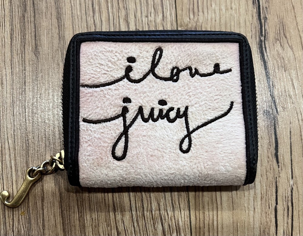 Juicy Couture Vintage Y2K Pink/Brown Velour I Love juicy Embroidered Wallet