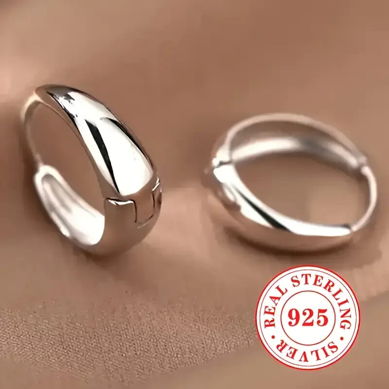 Elegant 925 Sterling Silvery Hoop Earrings - Hypoallergenic, Fashionable Jewelry