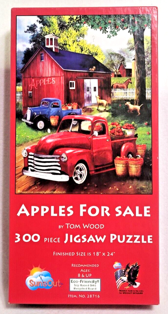 Sunsout Apples for Sale Tom Wood 300 pc Jigsaw Puzzle Farm Truck Barn 18