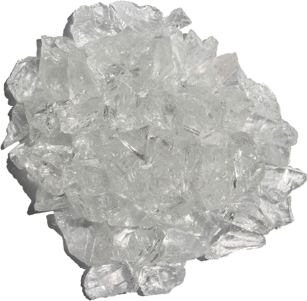 Hiland Fire Pit Fire Glass Ice Clear, Extreme Tempature Rating, Good for Propane