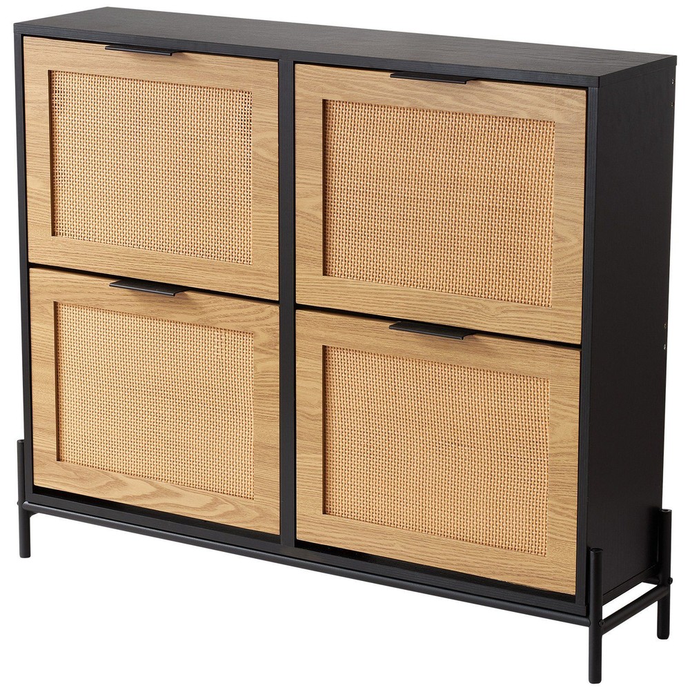 Slim 4-Drawer Flip Shoe Storage Cabinet for Narrow Entryway