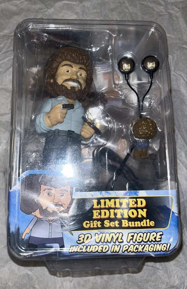 NECA Bob Ross Limited Edition Gift Set Bundle 3D Vinyl Bobblehead Painter Sealed