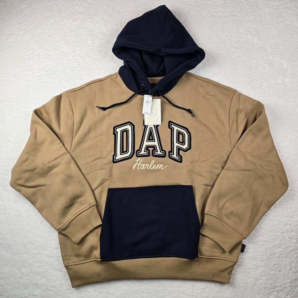GAP X DAP Harlem Logo Hoodie for Men Size M in Perfect Khaki Dapper Dan Colorblock