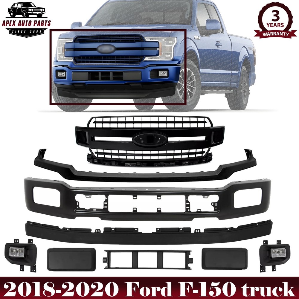 Front Bumper Paintable & Grille Assembly Kit For 2018-2020 Ford F-150 Truck