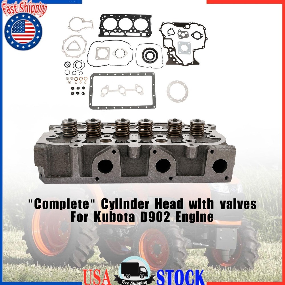 Complete Cylinder Head With Valve Spring & Gasket Kit For Kubota D902 RTV900