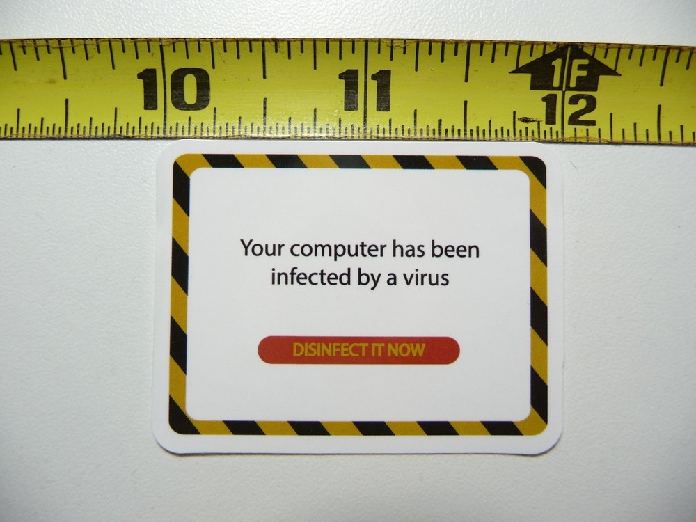 THIS COMPUTER HAS BEEN INFECTED BY A VIRUS STICKER DECAL FUNNY JOKE GAG PRANK