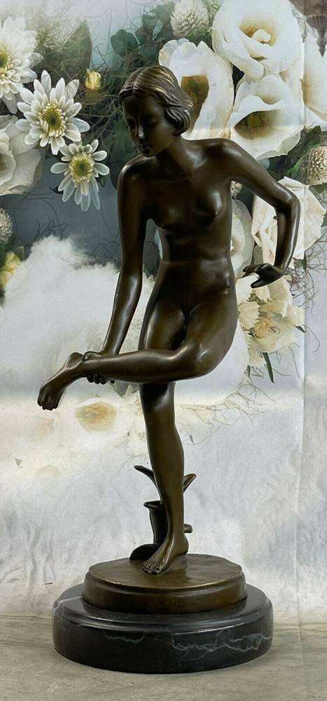 Art Deco Bronze Nude Goddess Sculpture Woman Figurine Vintage Deal