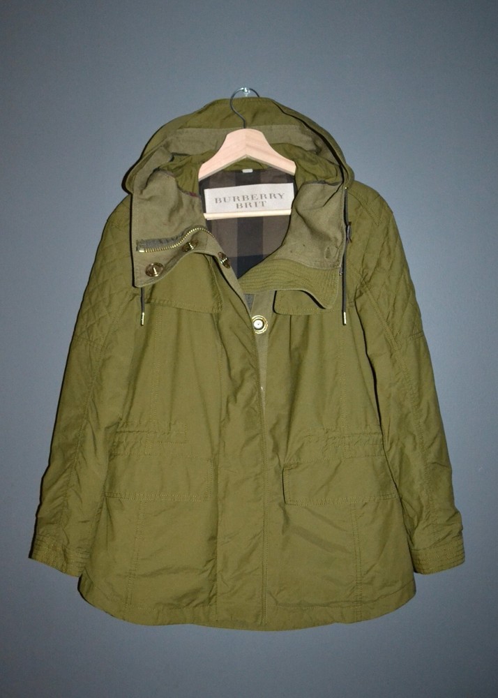 Burberry Brit Utility Parka Olive Jacket US 2