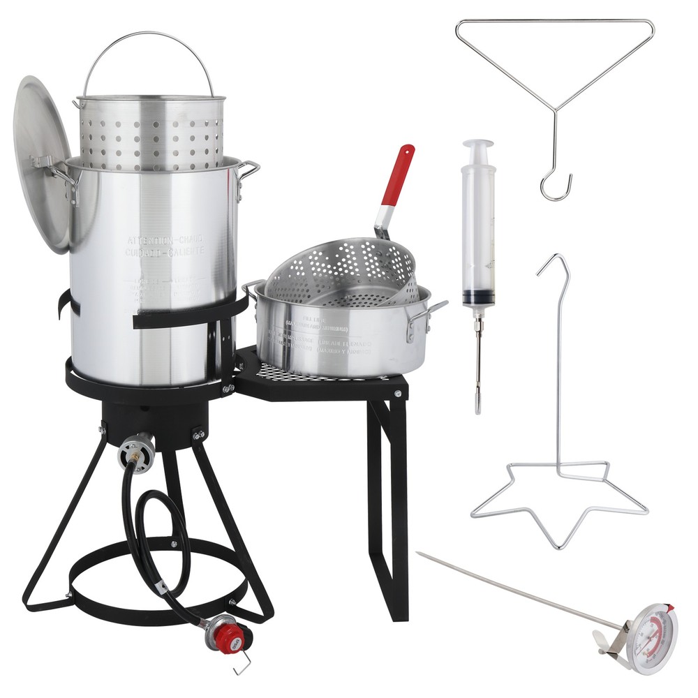 30qt Deep 55,000 BTU Turkey Fryer Outdoor Gas Propane Stock Pot Burner Cooker