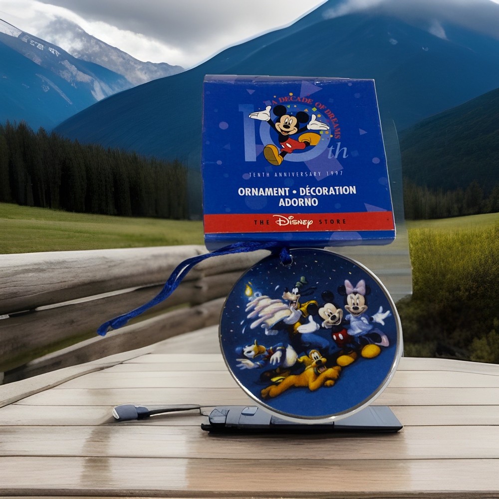 Disney Store 10th Anniversary Christmas Ornament Porcelain Birthday Cake NIB