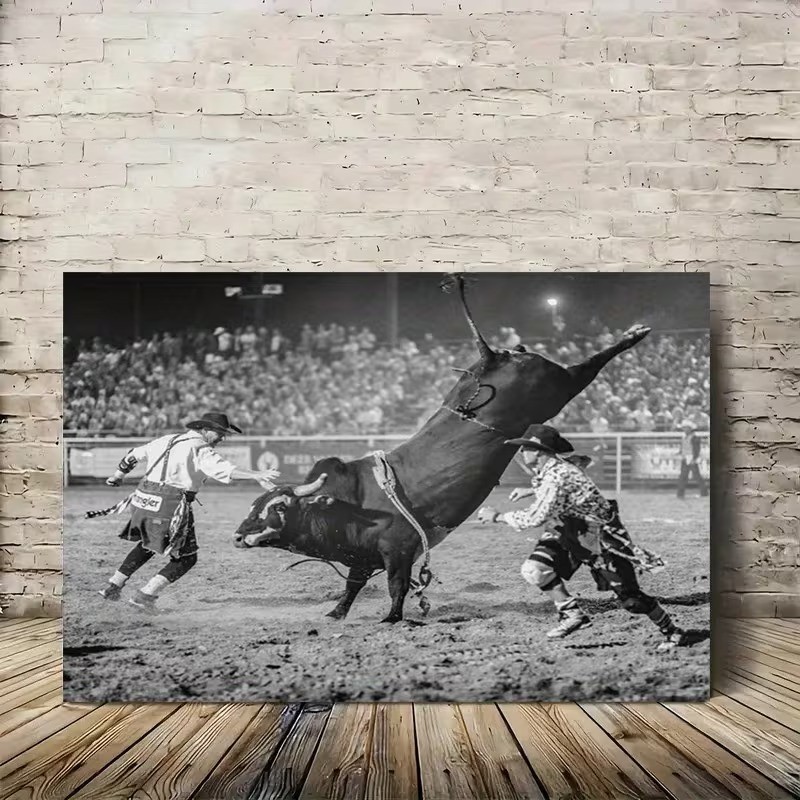 Bull Riding Rodeo Wall Art Poster | No Framed
