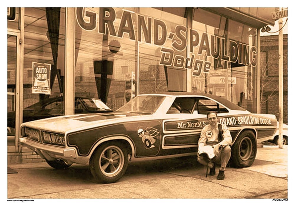 Vintage Grand Spalding Dodge Funny Car Poster 18x24 Classic Racing Art