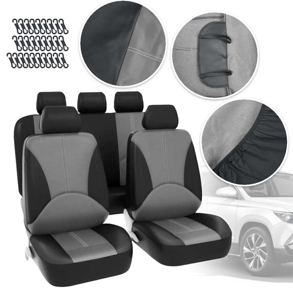 Car Seat Cover Full Set Leather 5-Seat Front Rear Protector For Hyundai Elantra
