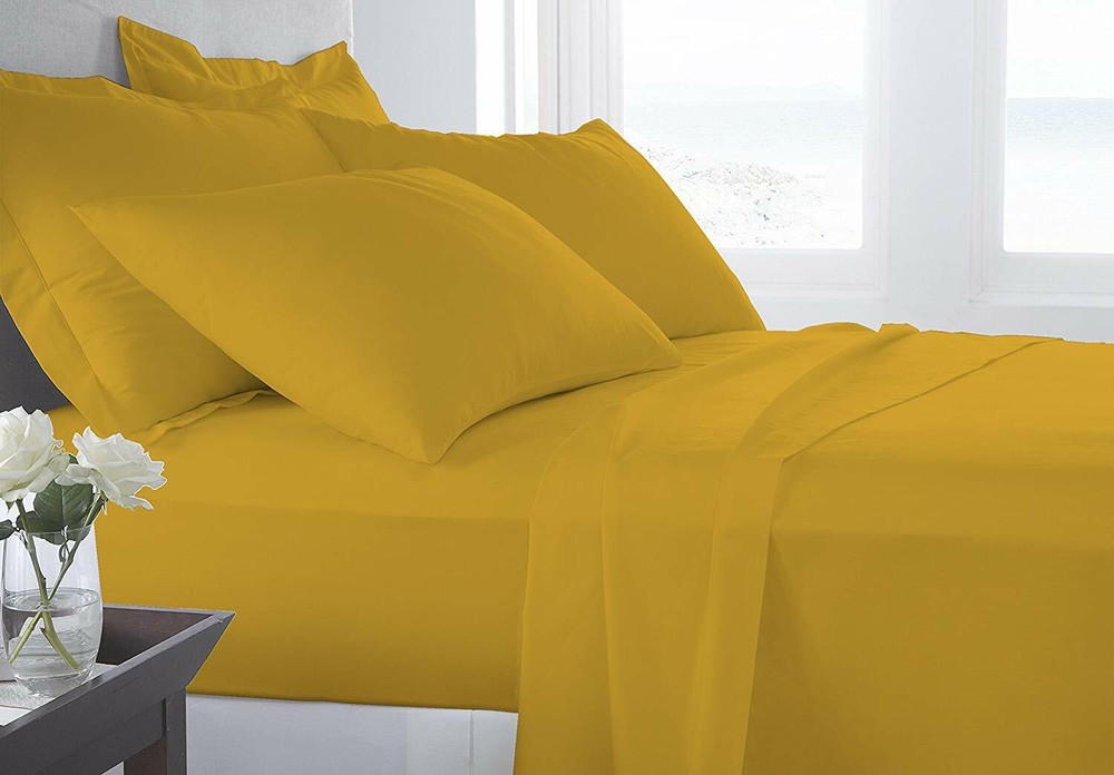 6 Piece Hotel Luxury Soft 100% Cotton bed sheets set 24 deep 800 TC Queen Gold