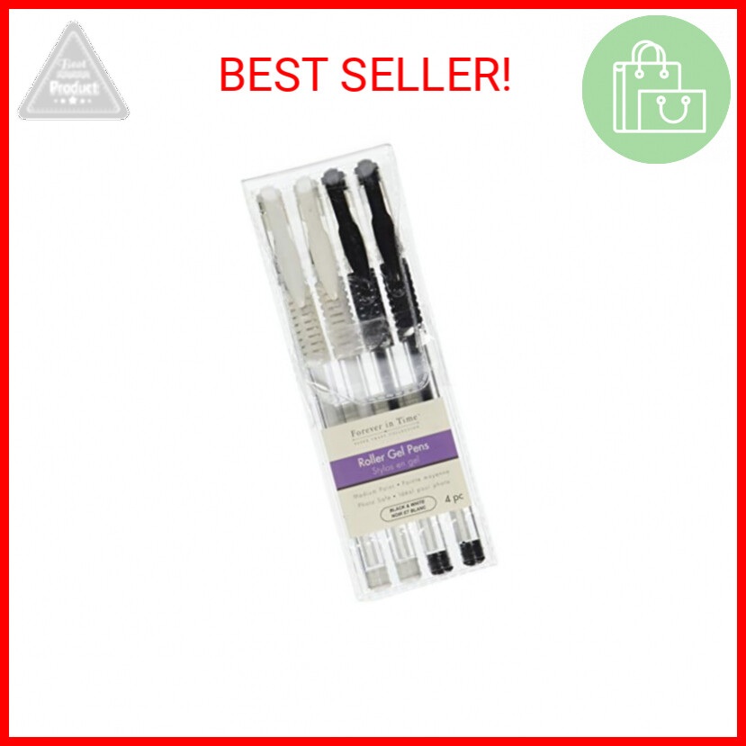 Multicraft Imports GP060F Black & White Scrapbook Gel Pens (4 Pack), Multicolor