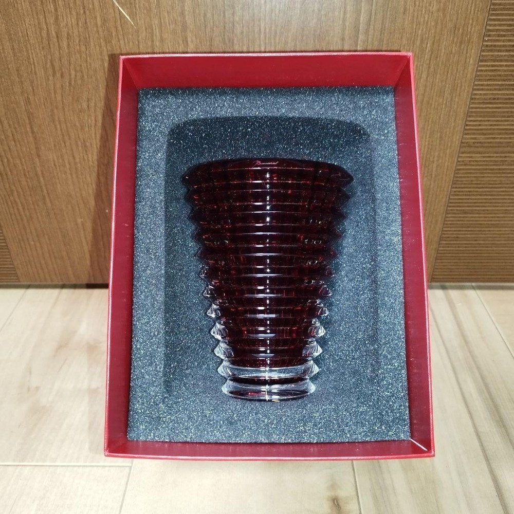 Baccarat Eye Red Crystal Vase 14.5cm, Used, No Damage Good Condition From Japan