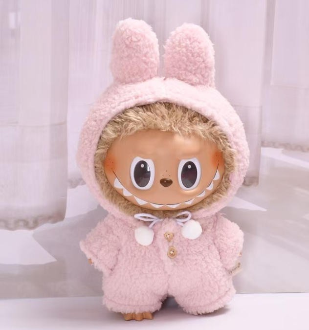 (No Doll) Compatible with Set for 38CM LABUBU Replace Clothes Pink Bodysuit Suit