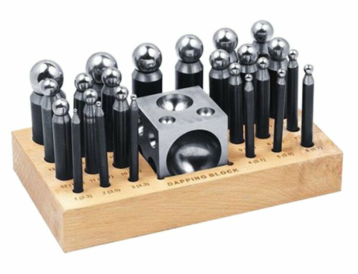 26-Piece Dapping Kit Doming Punch Block Jewelry Forming Form Set 2.3mm 25mm