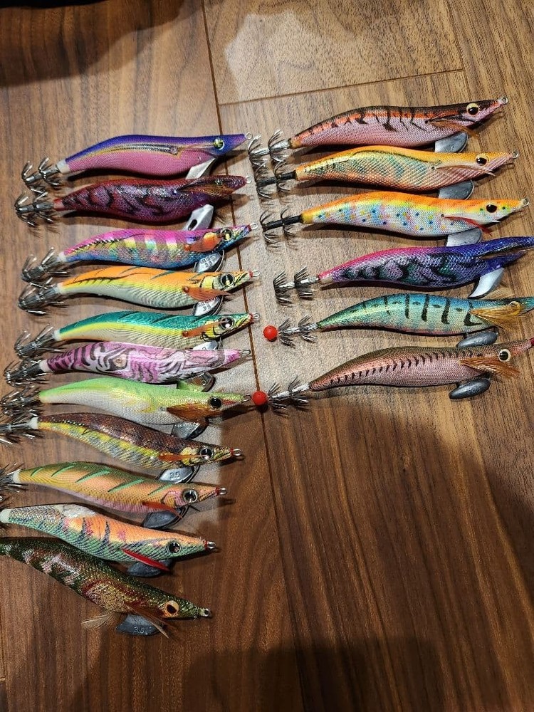 Multicolor Egi Bait Set 17pcs with Storage Case Used