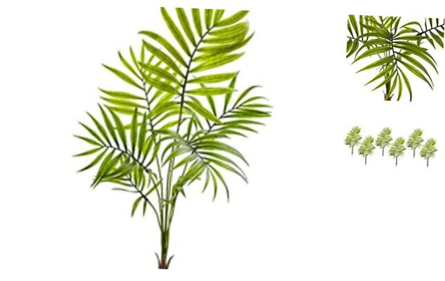 Mini Areca Palm Artificial Bush Set of 6 Faux Plants for Home Decor