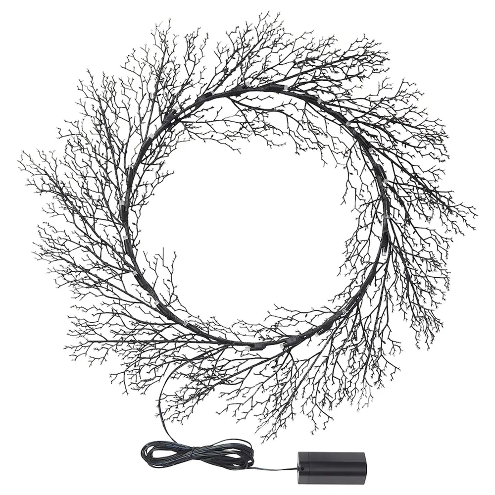 IKEA KUSTFYR LED Wreath Battery Operated Outdoor Artificial 70560366 New