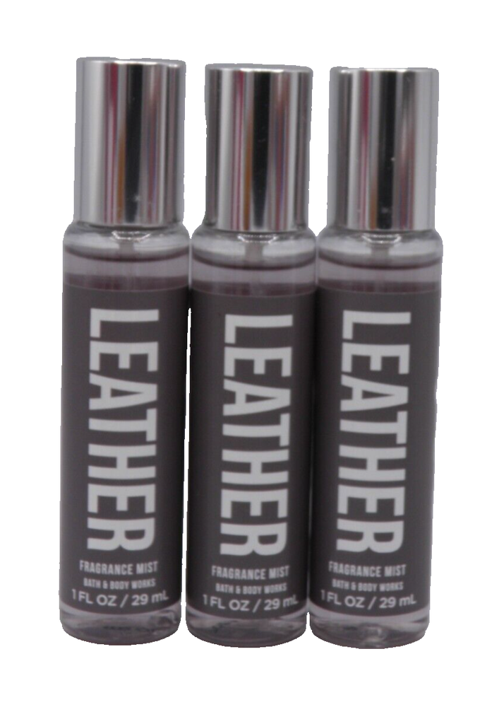 Bath & Body Works LEATHER Travel Size Fragrance Mist 1 oz (3 PACK)