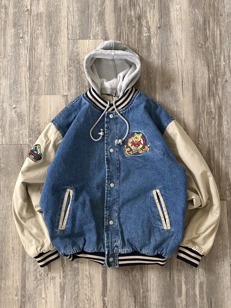 90s Xxxtentacion Winnie The Pooh Varsity Denim Jacket