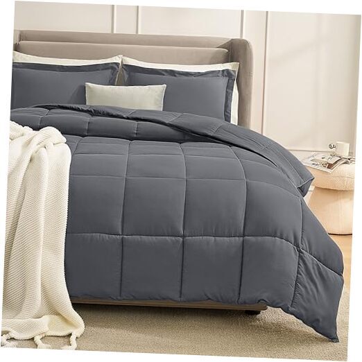 Queen Comforter Set Dark Grey, Comforters Queen Size Set Soft Lightweight
