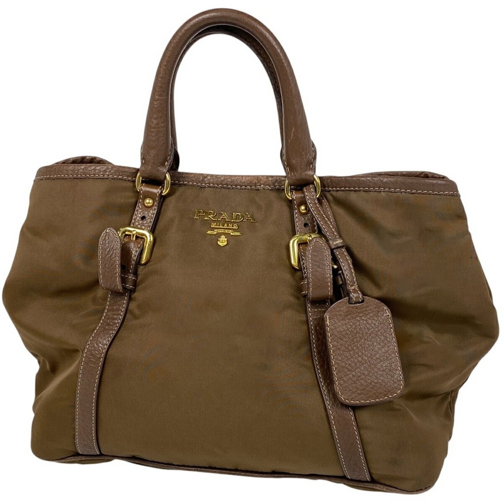 Prada Y0705 Brown Nylon Logo 2-Way Tote Shoulder Bag tradition