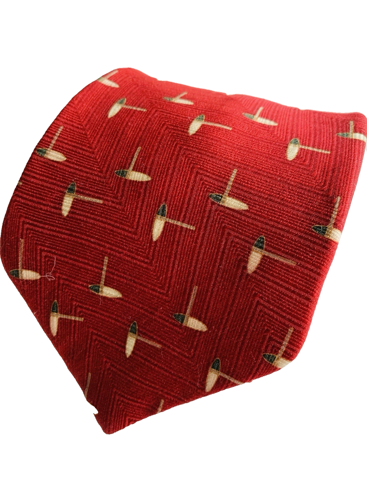 Neo Bill Blass Red Geometric Silk Tie 4in Width 56in Length