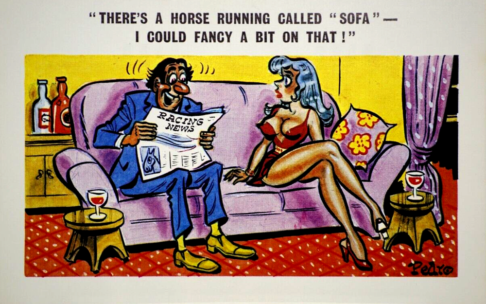 Postcard Seaside Comic Saucy Risqué Horse Racing News Sunny Pedro Series No 188