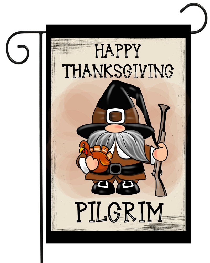 Double-Sided Happy Thanksgiving Pilgrim Garden Flag – Premium Quality