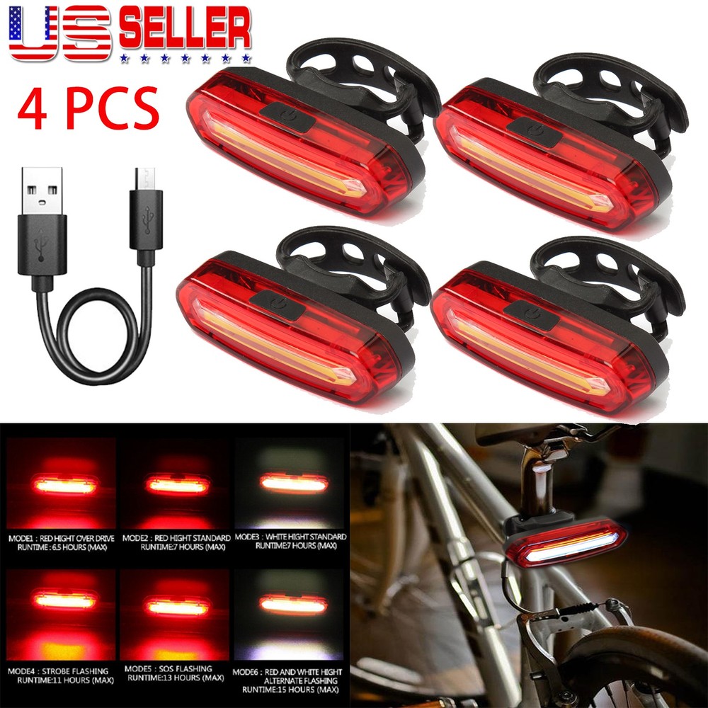 LED Bicycle Bike Cycling Front Rear Tail Light 6 Modes USB Rechargeable Red Lamp