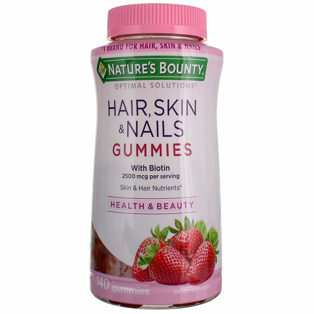Nature's Bounty Optimal Solutions With Biotin Hair, Skin & Nails Gummies, Str...
