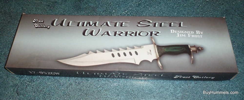 Frost Cutlery Ultimate Steel Warrior Wood Handle Bowie Knife 17-952GW W/ Sheath