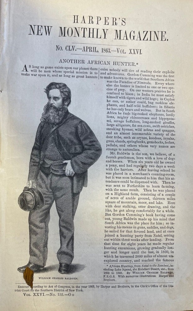 1863 William Charles Baldwin African Big Game Hunter illustrated