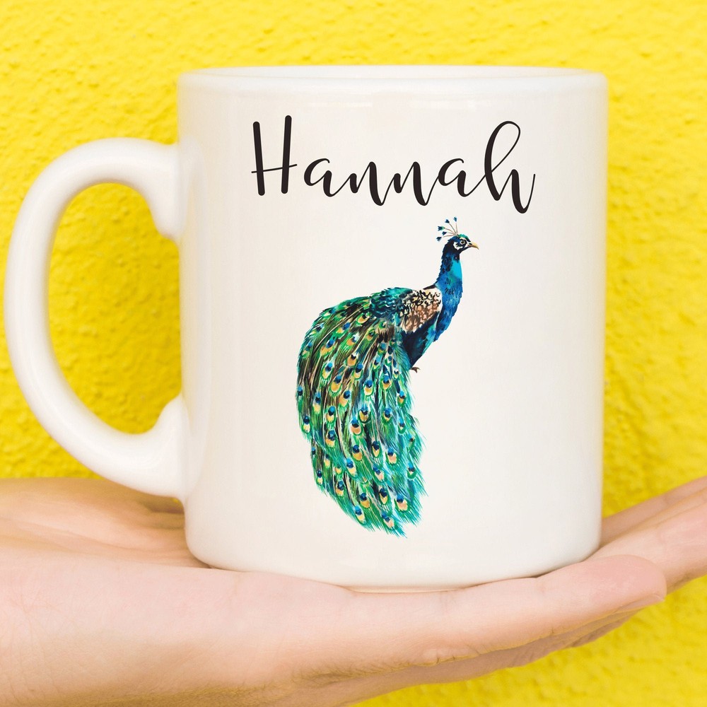 Peacock Mug Peacock Gift For Bird Lovers Personalised Peacock Mug Mothers Day