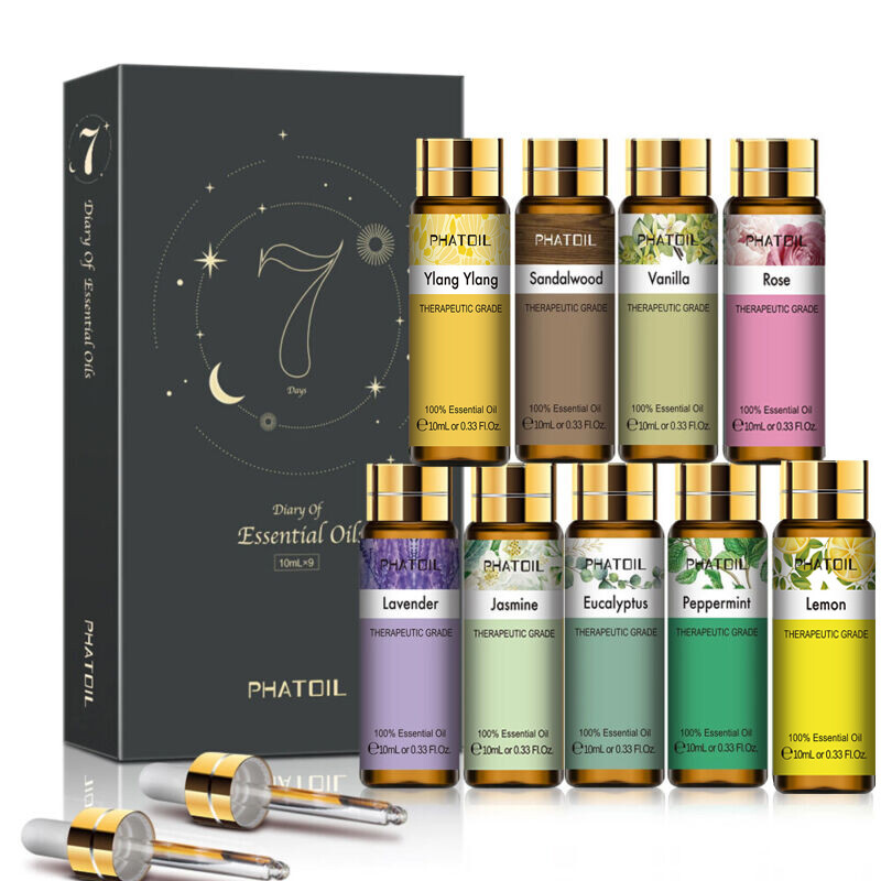 Pure Essential Oil Gift Kit Set 9 x 10ML -for Diffuser, Humidifier,Aromatherapy