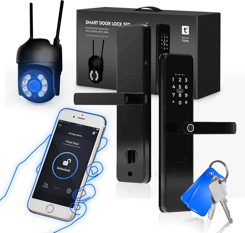 Smart WiFi Camera Mortise Lock with Digital Keyless Entry & Installation Kit
