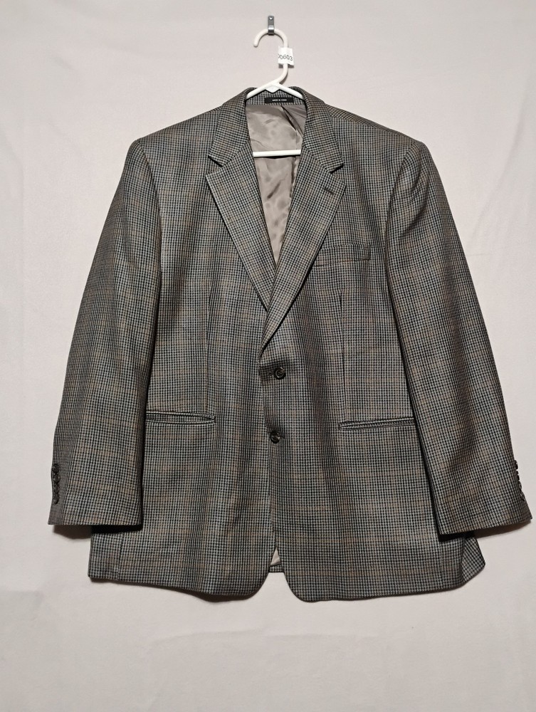 Chaps Blazer Mens 44R Silk Plaid Sport Coat Jacket Classic Two Button Checked