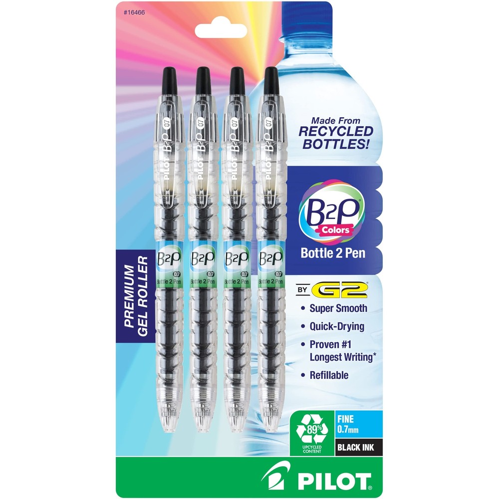 Pilot B2P Bottle 2 Pen Refillable & Retractable Gel Roller Pen Made From Recy...