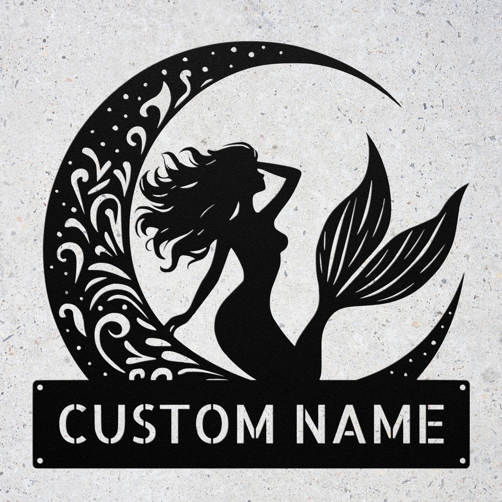 Personalized Mermaid Metal Sign Custom Home Decor Wall Art Gift for Sea Lovers