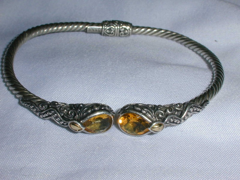 Stunning Robert Manse 18K Gold Citrine Hinged Cuff Bracelet