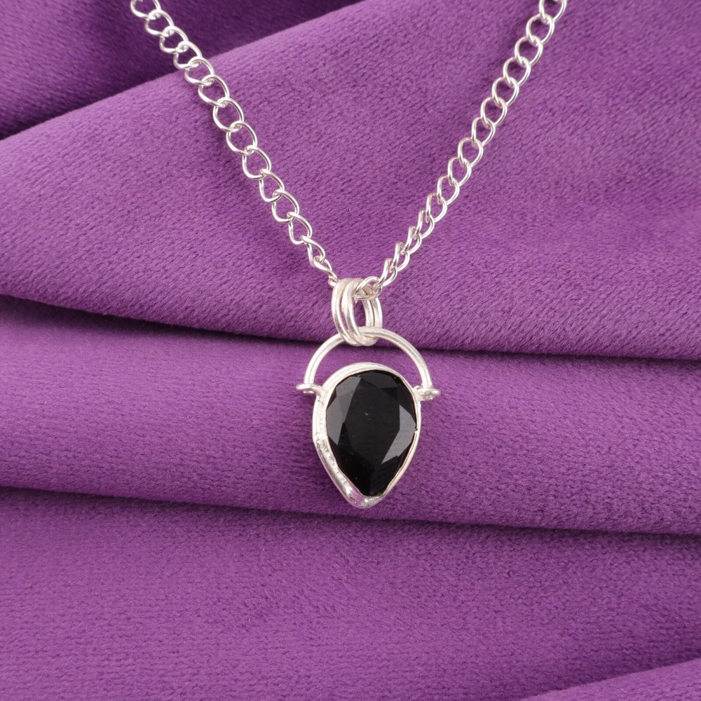 Natural Black Onyx Sterling Silver Daughter Wedding Pendant Jewelry Gift