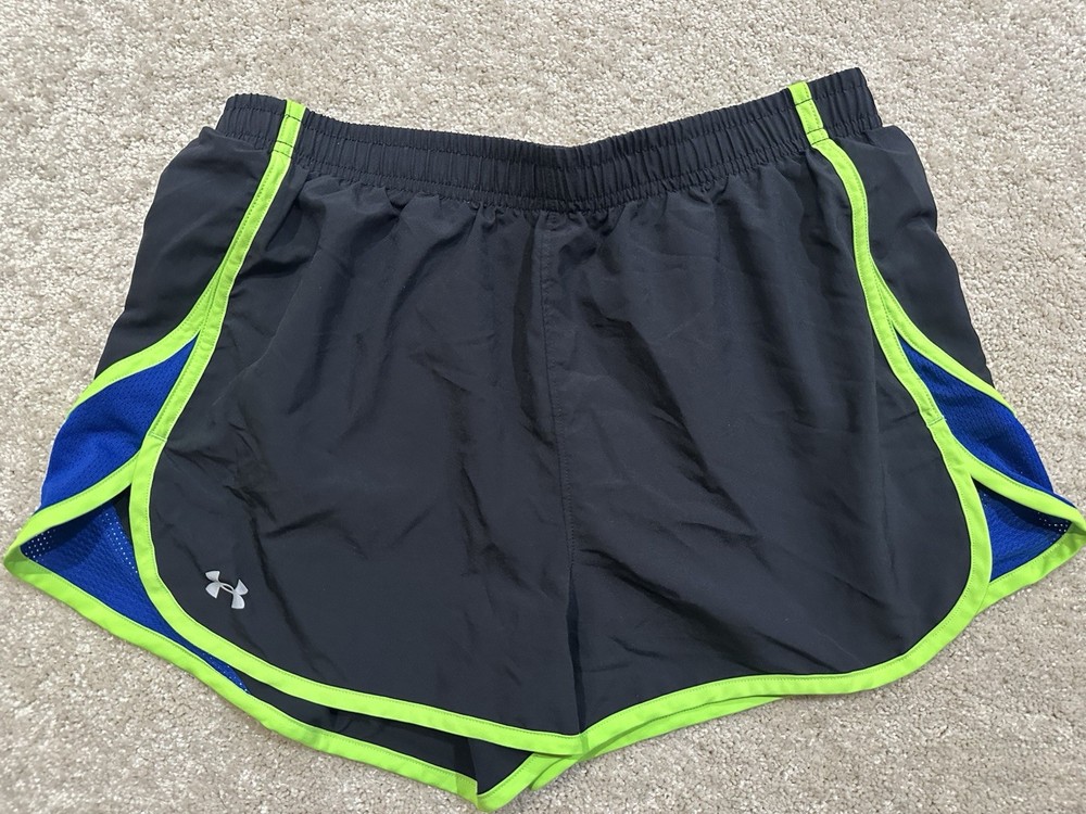 Under Armour HeatGear Women's Green Black Athletic Shorts Size Medium