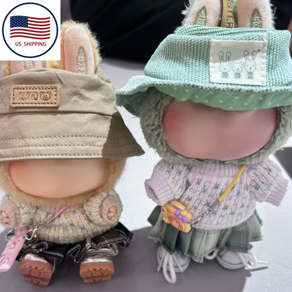 Labubu 17cm Doll Green Fashion Skirt & Sweater Outfit Set