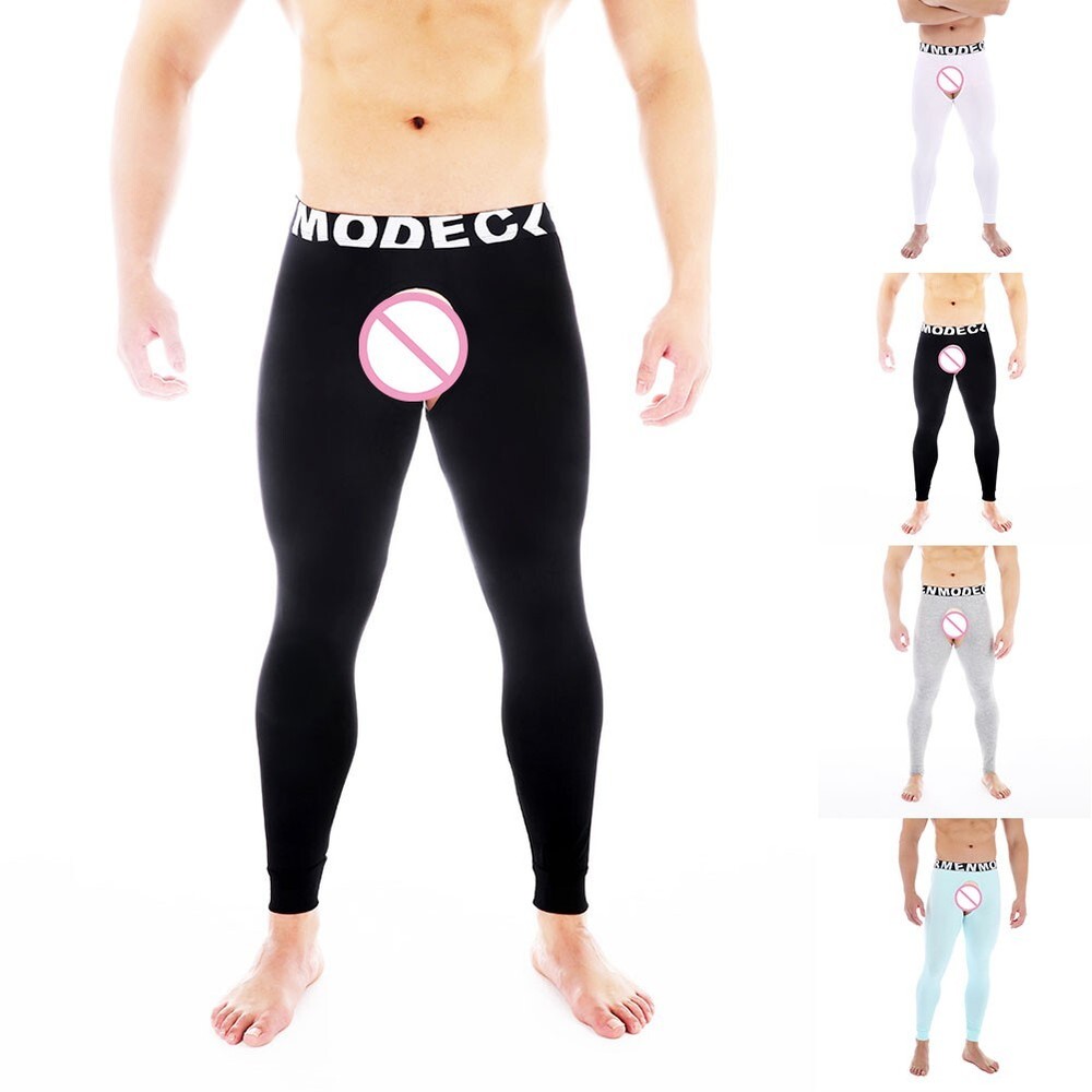 Men's Long Johns with Open Crotch Stylish Thermal Lingerie for Chilly Nights