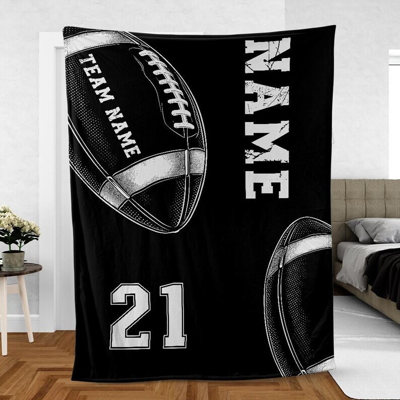 Custom personalized blanket Printed fashion rugby player's Name soft Bedding